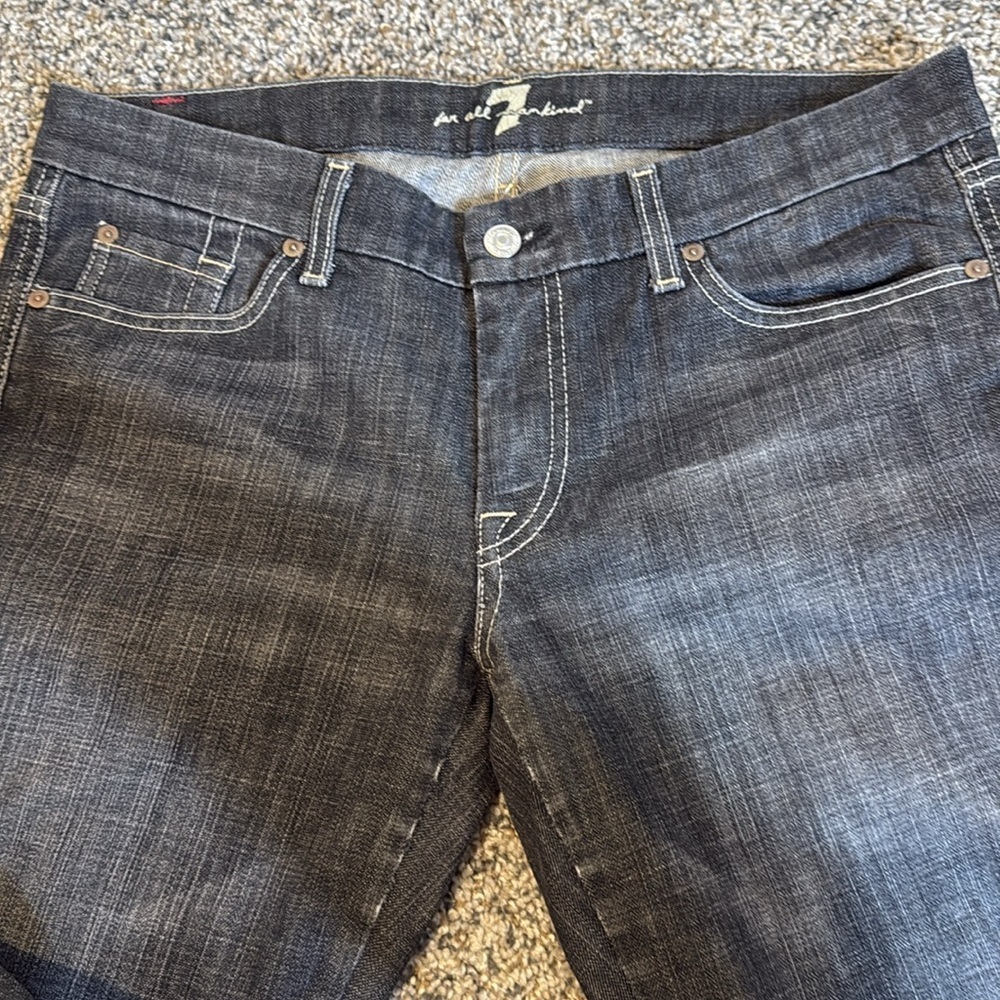 7 For All Mankind Black Bootcut A Pocket Y2K White Stitch Whiskered 32 - Picture 9 of 10